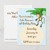 Invitation d'anniversaire de singe (Devant / Derrière)