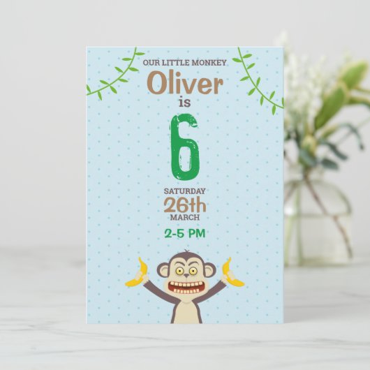 Invitation d'anniversaire de singe (Debout devant)