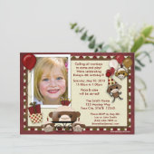 Invitation d'anniversaire de singe de chaussette (Debout devant)