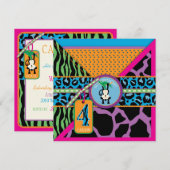 Invitation d'anniversaire de singe de jungle (Devant / Derrière)