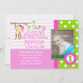 Invitation d'anniversaire de singe de mod pour le (Devant)