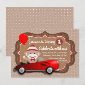 Invitation d'anniversaire de Singe en Chaussette (Devant / Derrière)