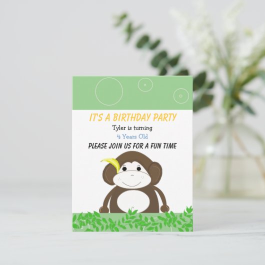 Invitation d'anniversaire de singe idiot (Debout devant)