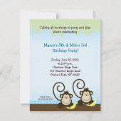 Invitation d'anniversaire de singe jumeau (Invitat (Devant)