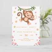 Invitation d'anniversaire de singe mignon (Debout devant)