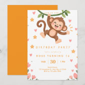 Invitation d'anniversaire de singe mignon (Devant / Derrière)