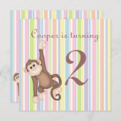 Invitation d'anniversaire de singe rayé (Devant / Derrière)