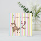 Invitation d'anniversaire de singe rayé (Debout devant)