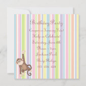 Invitation d'anniversaire de singe rayé (Dos)