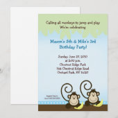 Invitation d'anniversaire de singe soyeux 5x7 - Bl (Devant / Derrière)