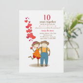 Invitation d'anniversaire de singes amoureux (Debout devant)