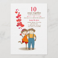 Invitation d'anniversaire de singes amoureux