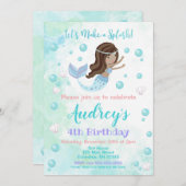 Invitation d'anniversaire de Sirène (Devant / Derrière)