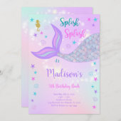 Invitation d'anniversaire de Sirène (Devant / Derrière)