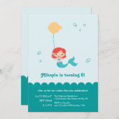 Invitation d'anniversaire de sirène (Devant / Derrière)