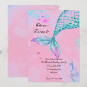 Invitation d'anniversaire de Sirène (Devant / Derrière)