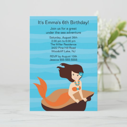 Invitation d'anniversaire de Sirène (Debout devant)