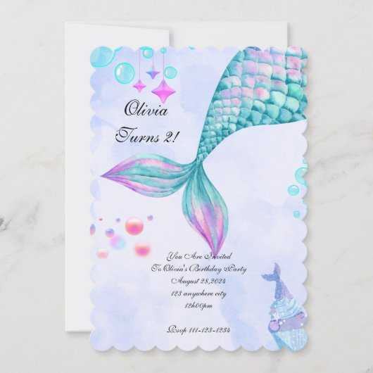 Invitation d'anniversaire de Sirène (Devant)