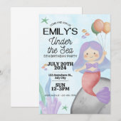 Invitation d'anniversaire de Sirène (Devant / Derrière)