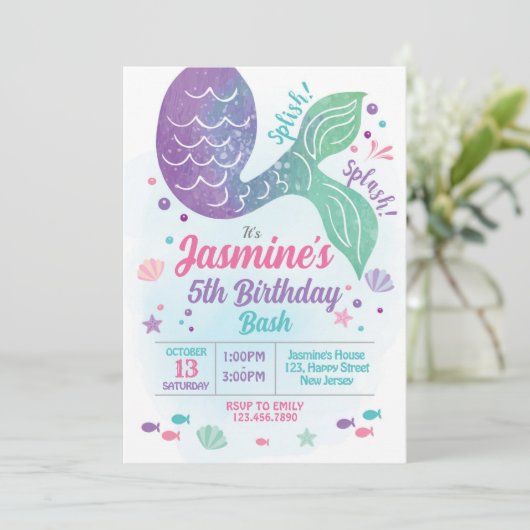 Invitation d'anniversaire de Sirène (Debout devant)