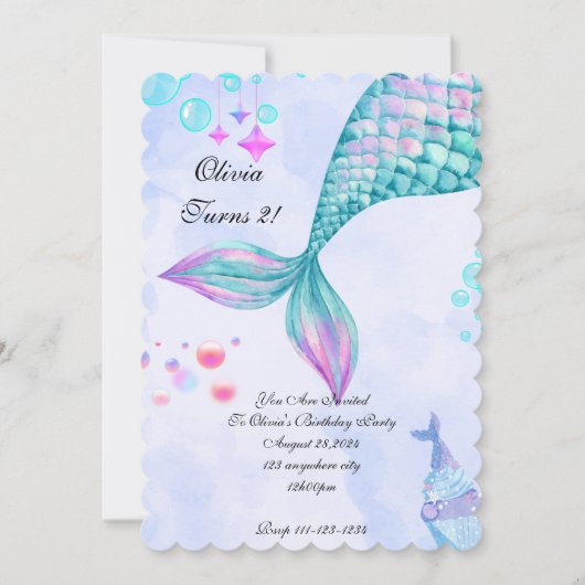 Invitation d'anniversaire de Sirène (Devant)