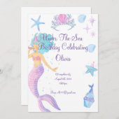 Invitation d'anniversaire de Sirène (Devant / Derrière)