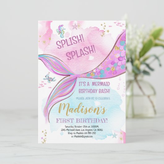 Invitation d'anniversaire de Sirène (Debout devant)