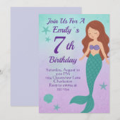 Invitation d'anniversaire de sirène (Devant / Derrière)