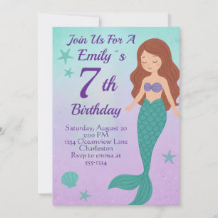 Invitation d'anniversaire de sirène