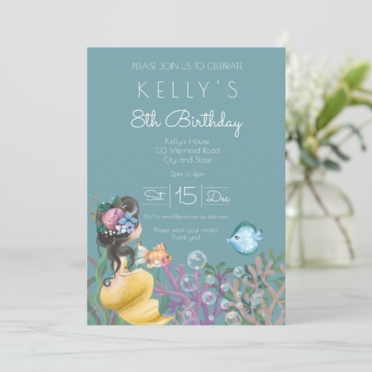 Invitation d'anniversaire de Sirène (Debout devant)