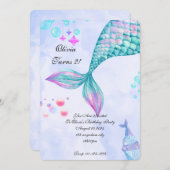 Invitation d'anniversaire de Sirène (Devant / Derrière)