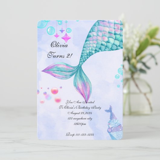 Invitation d'anniversaire de Sirène (Debout devant)