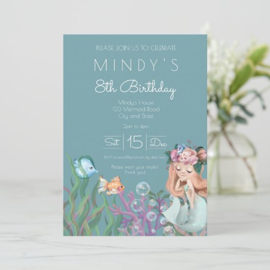 Invitation d'anniversaire de Sirène (Debout devant)