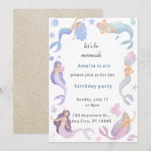 Invitation d'anniversaire de Sirène (Devant / Derrière)