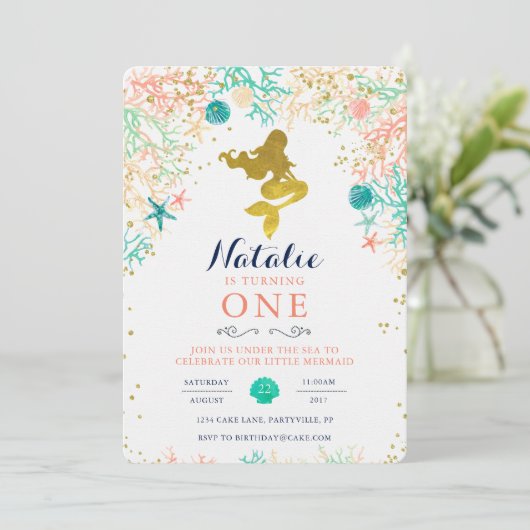 Invitation d'anniversaire de Sirène (Debout devant)