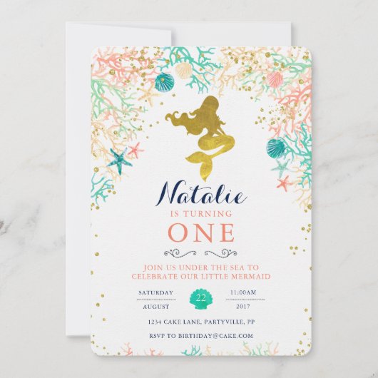 Invitation d'anniversaire de Sirène (Devant)