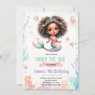 Invitation d'anniversaire de sirène africaine