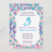 Invitation d'anniversaire de Sirène avec dos (Devant / Derrière)