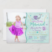 Invitation D'Anniversaire De Sirène Avec Photo (Devant)