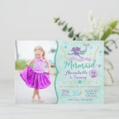 Invitation D'Anniversaire De Sirène Avec Photo (Debout devant)