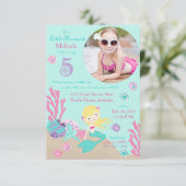 Invitation d'anniversaire de sirène blonde (Debout devant)