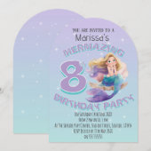 Invitation d'anniversaire de sirène blonde (Devant / Derrière)
