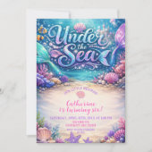 Invitation d'anniversaire de sirène de mer (Devant)