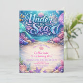 Invitation d'anniversaire de sirène de mer (Debout devant)