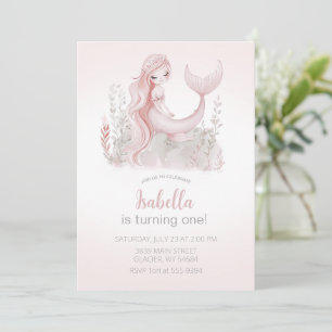 Invitation d'anniversaire de Sirène en rose