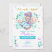 Invitation d'anniversaire de sirène et de dauphin (Devant)