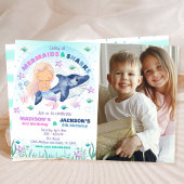 Invitation d'anniversaire de sirène et de requin s