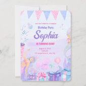 Invitation d'anniversaire de sirène moderne pastel (Devant)