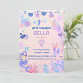 Invitation d'anniversaire de Sirène modifiable (Debout devant)