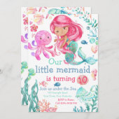 Invitation d'anniversaire de Sirène modifiable, In (Devant / Derrière)